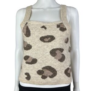 entro Knit Cropped Top Leopard Print Womens Size M - NWT